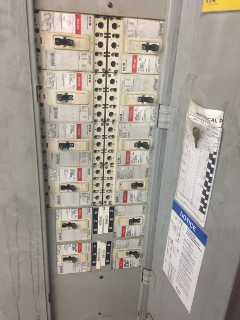 Eaton commercial breaker panel with HFD breakers and circuit schedule installed by Burlingame Brothers Electric