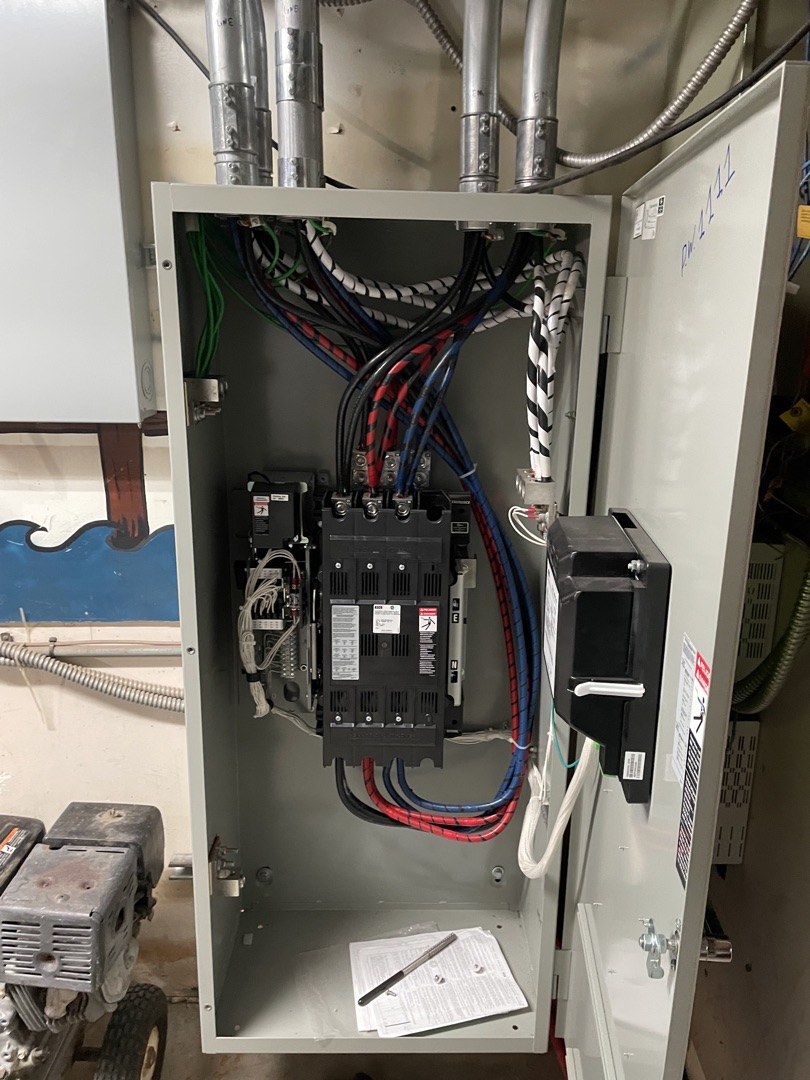 Commercial electrical panel and transfer switch installation by Burlingame Brothers Electric